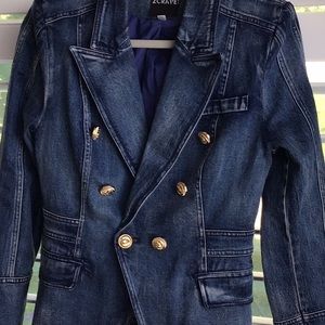 Brand new denim blazer with gold buttons.